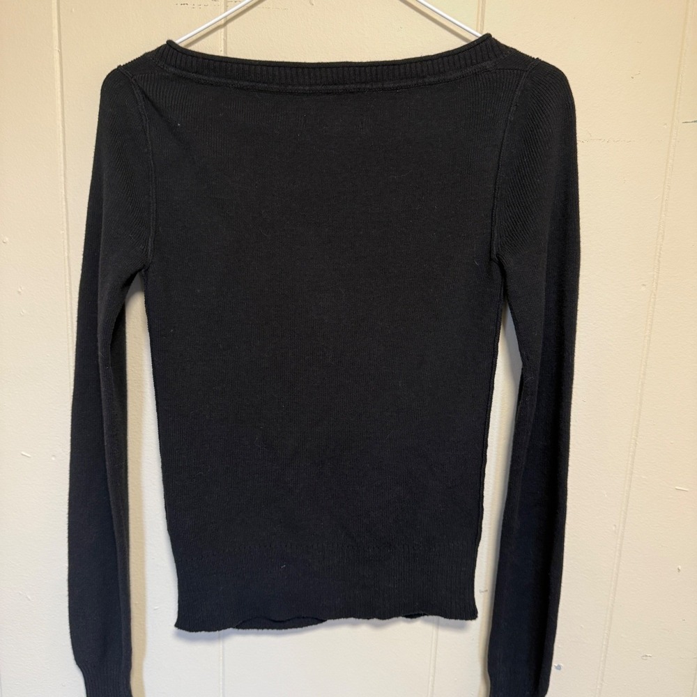 Aeropostale Womens Black Cardigan Medium Minimalist Capsule Essential Classic - Picture 7 of 13